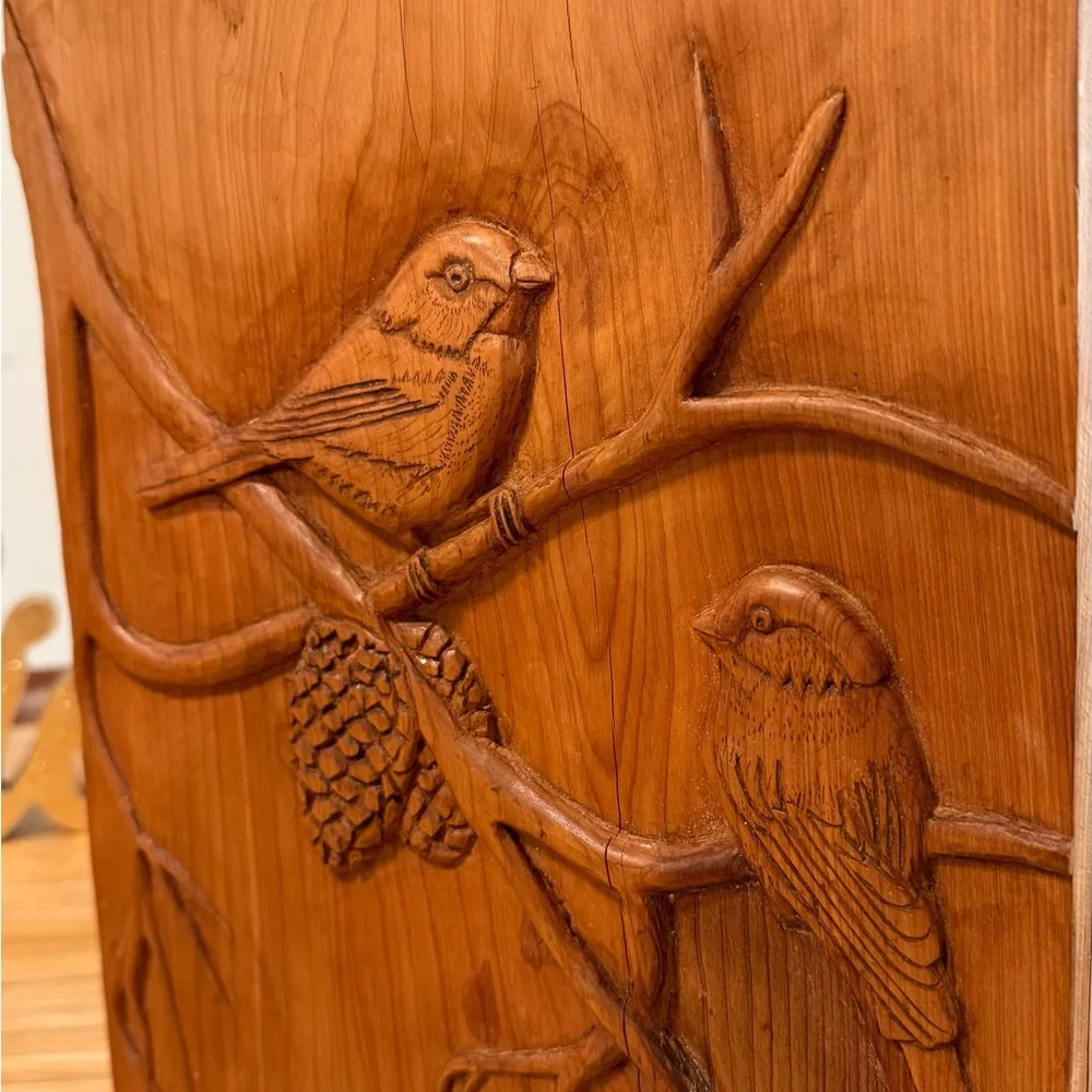 Artisan Carved Bird Wall Shelf